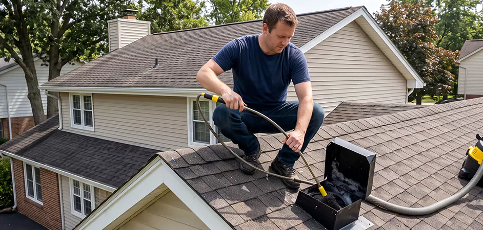 Multi-Story Roof Dryer Vent Cleaning in Pearland